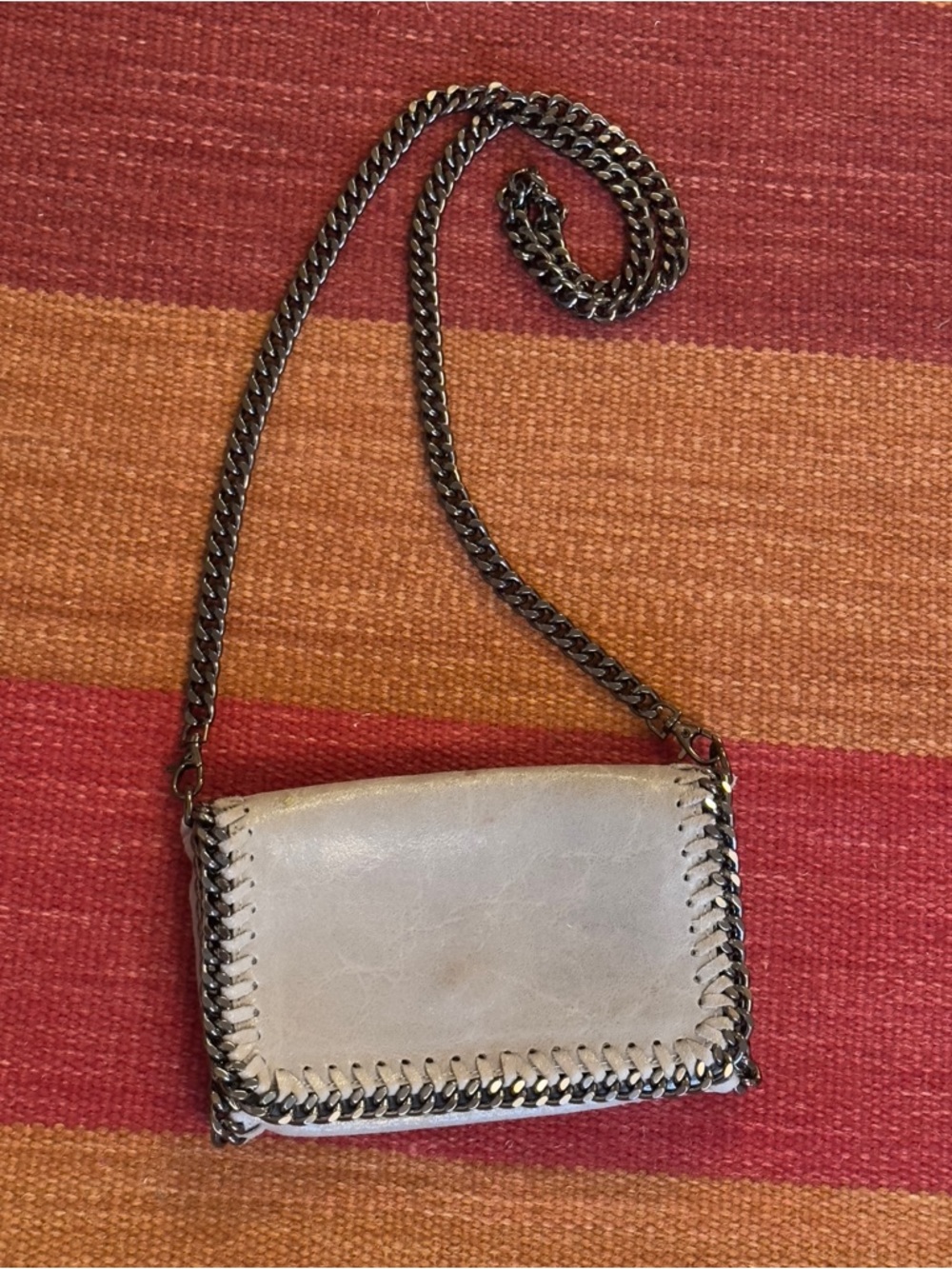 Grey leather black Chain-Trim Crossbody Bag - Women